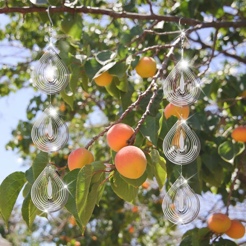 ToBeAce Droplet Bird Scare Discs Set, Metal Bird Reflectors Shiny Wind Spinners for Outdoor Garden Decor, Reflective Bird Devices Deterrents to Keep Scare Birds Away from Outside Patio Porch Yard Fruit Trees - Image 5